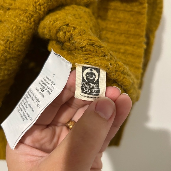 Madewell Mockneck Pullover Sweater Women’s Mustard Yellow Fall Winter Cropped - Picture 5 of 8